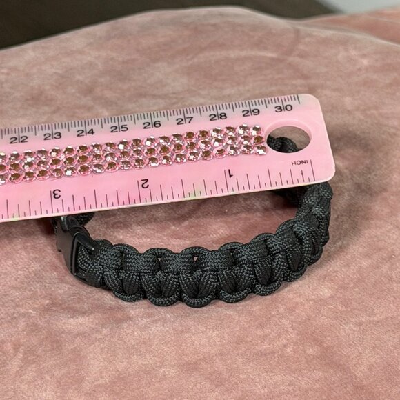 Black Paracord Survival Bracelet – Handmade Tactical Woven Bangle - Picture 7 of 7